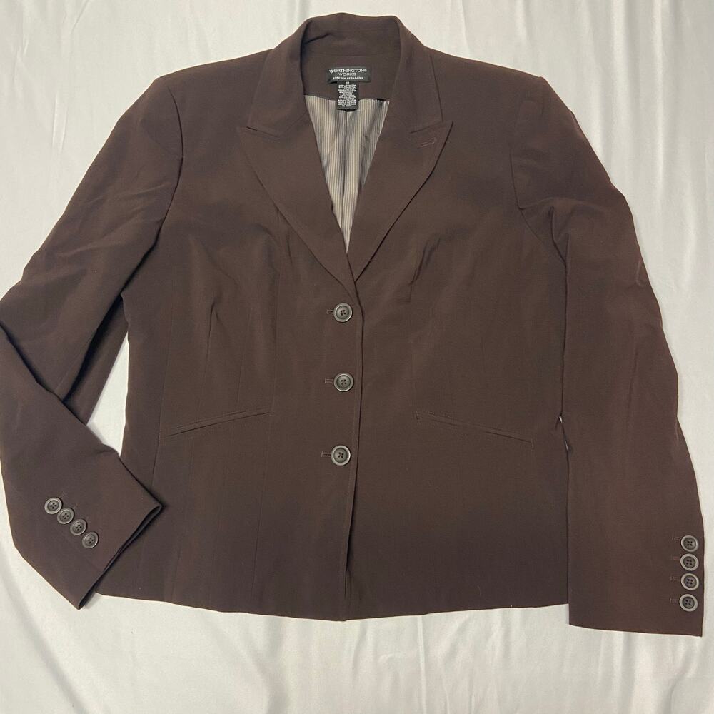 Worthington Works Blazer Jacket Stretch Separates Brown Purple Women’s  Size 12